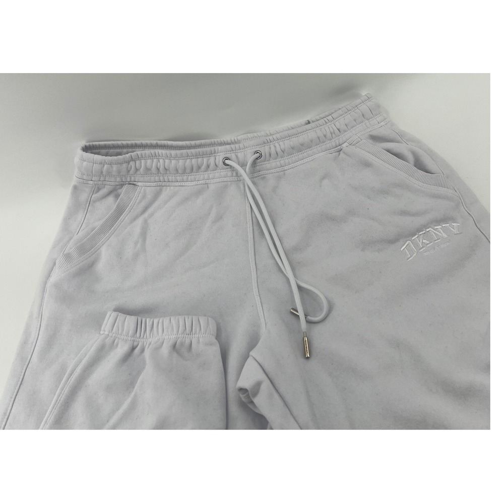 DKNY Sport Jogger Women Large Gray Embroidered Logo Sweatpants Athleisure Sporty